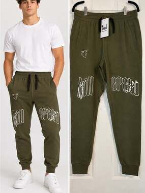 NWT Kill Crew Men’s Olive Green Graphic Jogger Sweatpants Size M